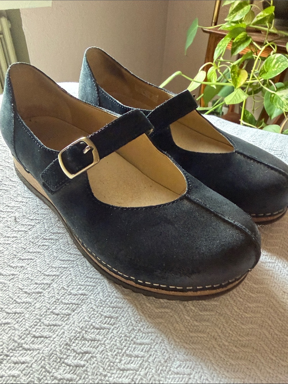 Dansko Black Mary Jane Suede clogs